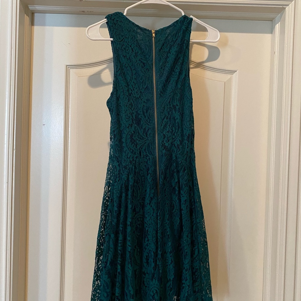 Emerald green knee length/shorter mid-thigh dress